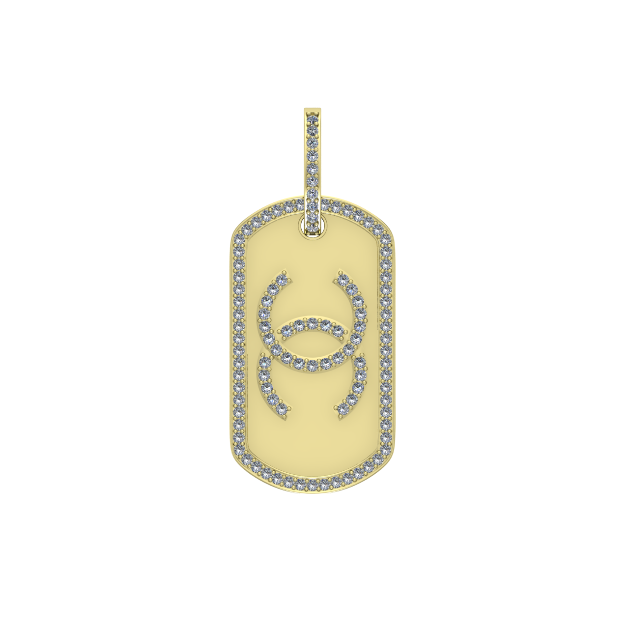 HIP-HOP DOG TAG  DIAMONDS  PENDANT